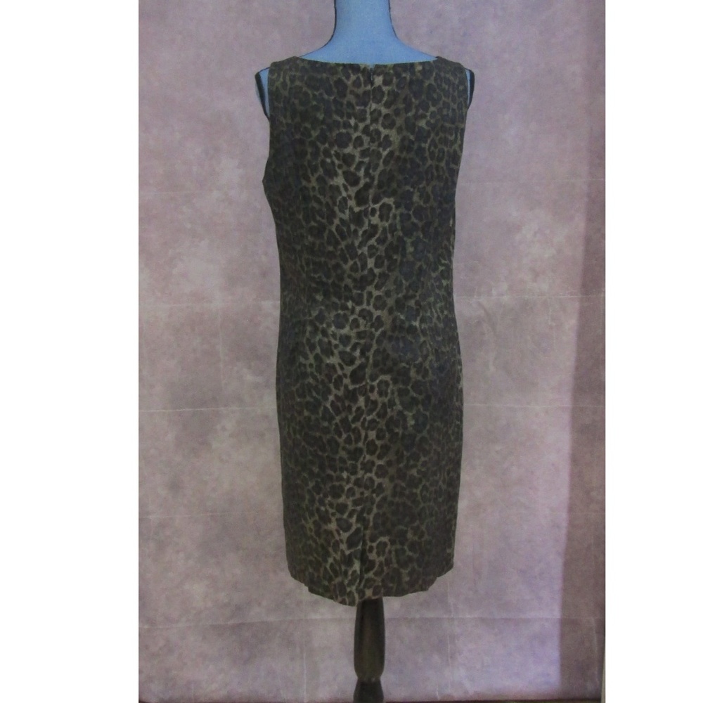 Ann Taylor Black & Brown Animal Print Dress 12P - Picture 3 of 5